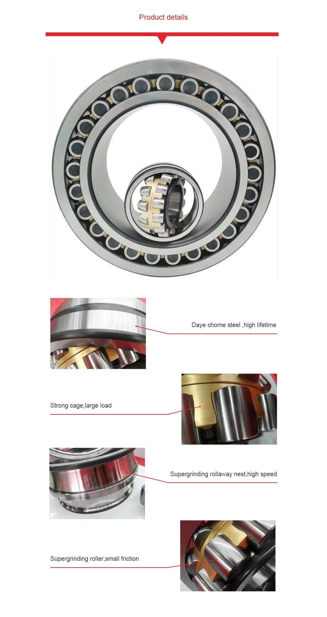 High Qulaity Self-Aligning Spherical Conveyor Flat Roller Bearings Busing 22238ca